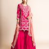 Womens Nupur Kanoi | Fuchsia Crepe Tiered Sharara Set