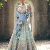 Womens Paulmi u0026 Harsh | Ice Blue Vintage Floral Printed Lehenga Set