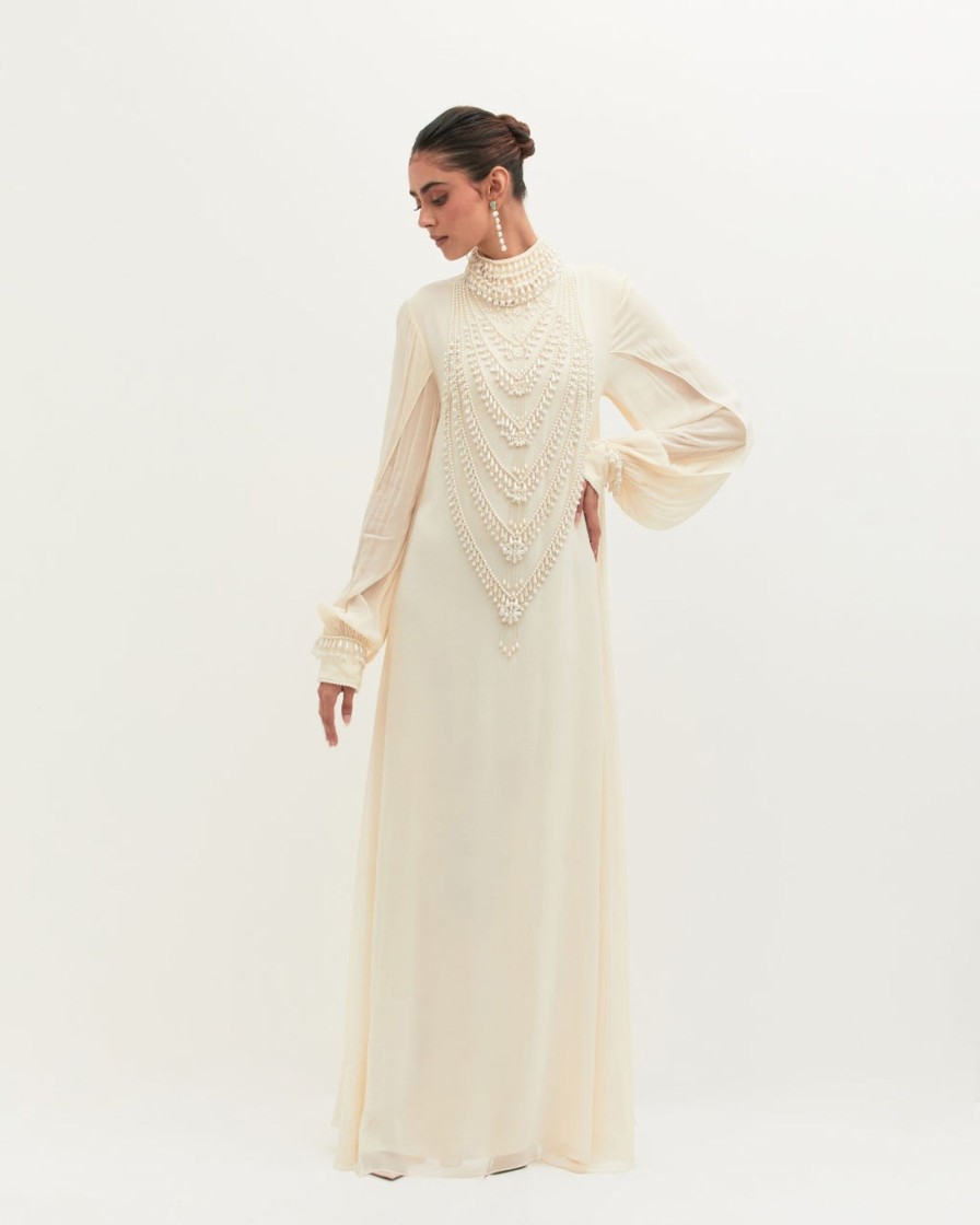 Womens Mala u0026 Kinnary | Ivory Mala Maxi With Sleeves