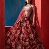 Bridal Dolly J | Leia Burgundy Big Floral Jaal Bridal Lehenga Set