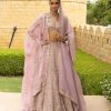 Womens Arpita Mehta | Baby Orchid Mirror U0026 Thread Embroidered Lehenga Set