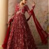 Womens Ridhi Mehra | Red Ochre Print Flair Anarkali Set