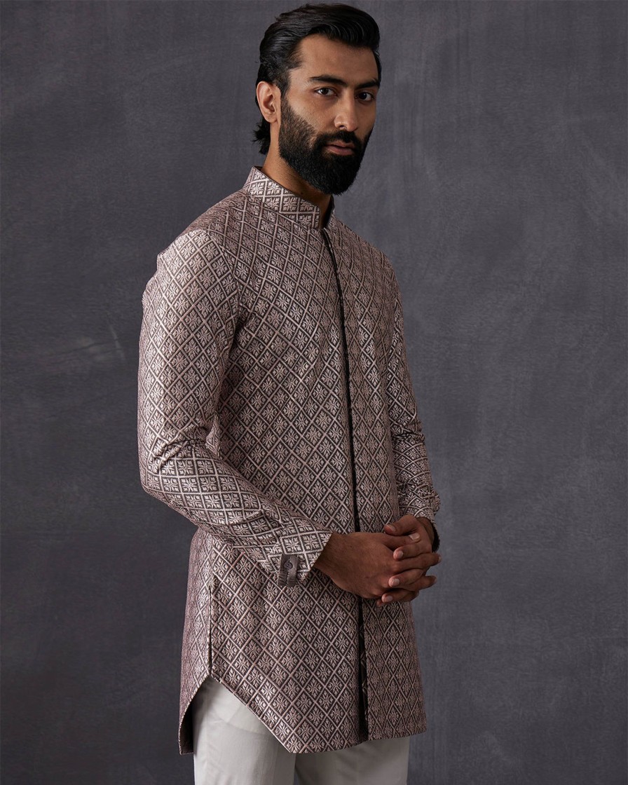 Mens Arjan Dugal | Taupe Pink Kurta Set