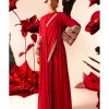 Womens Bhumika Sharma | Retro Red Jacket Sari Set