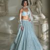 Bridal Seema Gujral | Powder Blue Sequin Lehenga Set