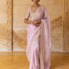 Womens Arpita Mehta | Baby Orchid Mirror And Sequins Embroidered Organza Sari Set