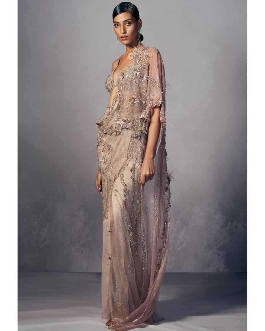 Womens Dolly J | Joyce Shimmer Tulle Draped Sari Set