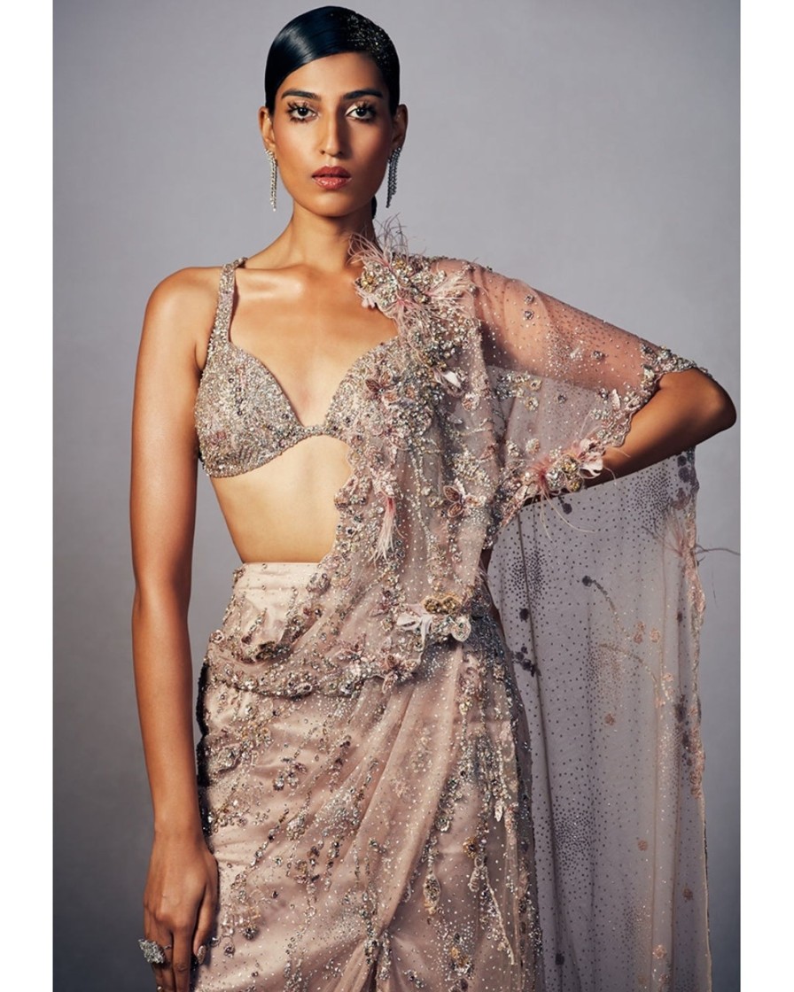 Womens Dolly J | Joyce Shimmer Tulle Draped Sari Set