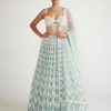 Bridal Vvani by Vani Vats | Powder Blue Chandelier Pearl Drop Lehenga Set