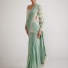 Womens Vvani by Vani Vats | Powder Mint Chandelier Drop Sari Set