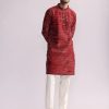 Mens Country Made | Red Aboriginal Print Kurta Set