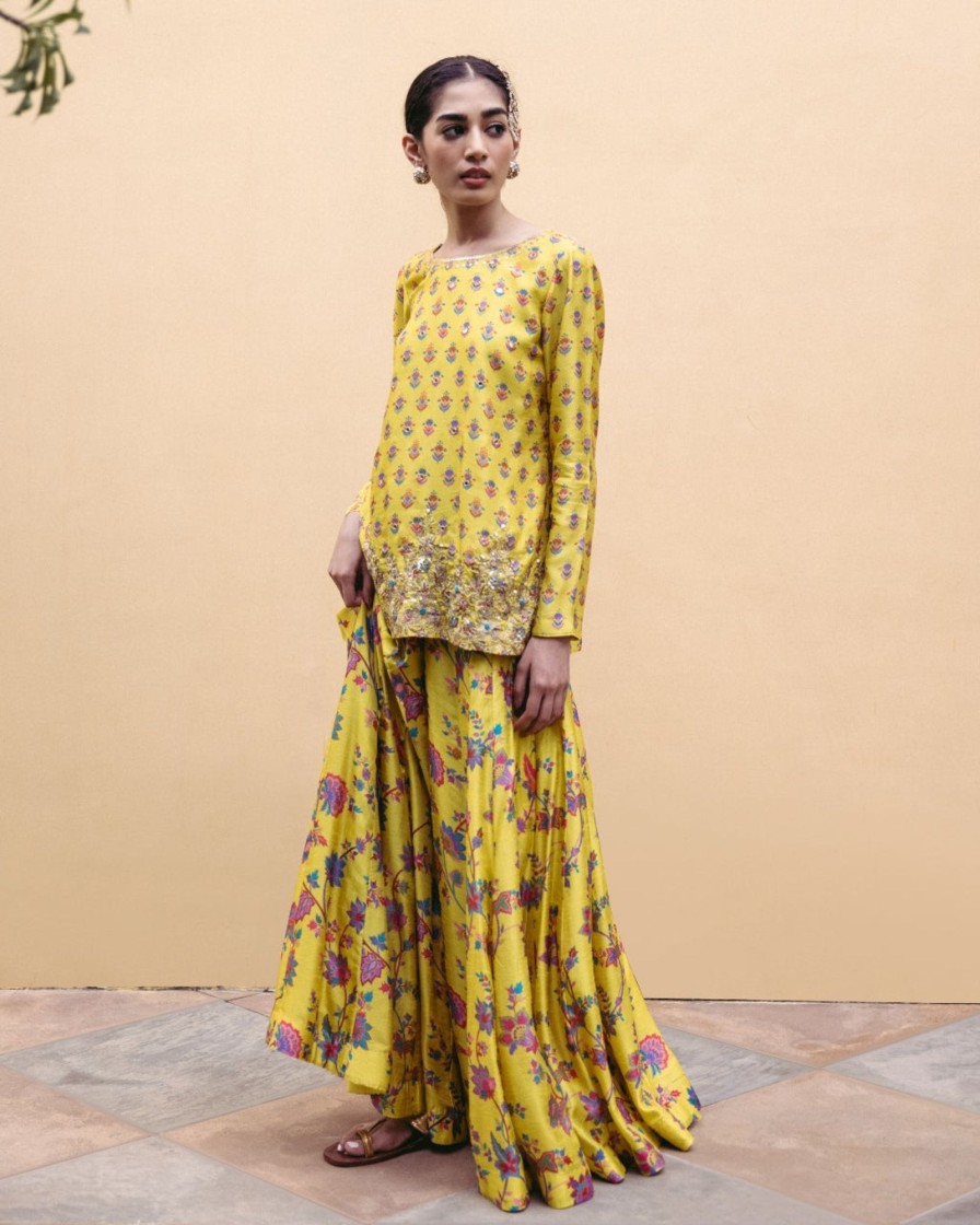 Womens Drishti u0026 Zahabia | Sunshine Yellow Kali Kurta Set