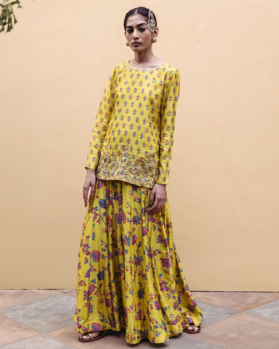 Womens Drishti u0026 Zahabia | Sunshine Yellow Kali Kurta Set