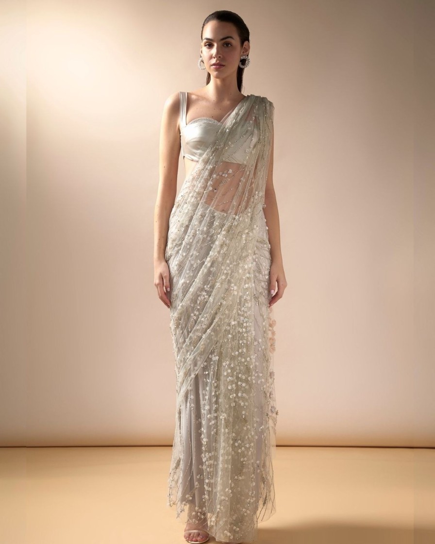 Bridal Esha Sethi Thirani | Ivory Sea Spray Sari