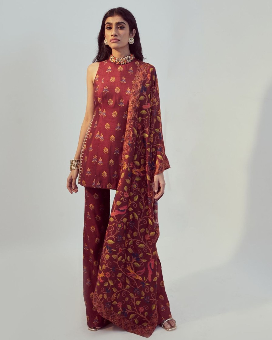 Womens Drishti u0026 Zahabia | Maroon Printed Kurta Set