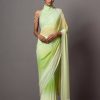 Womens Mala u0026 Kinnary | Lime Yellow Ombre Green Sari Set