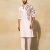 Mens Diya Rajvvir Mens | Blush Pink Acrylic Cutdana Embroidered Kurta Set