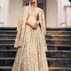 Womens Paulmi u0026 Harsh | Ivory Orange Floral Printed Corset Anarkali With Long Jacket