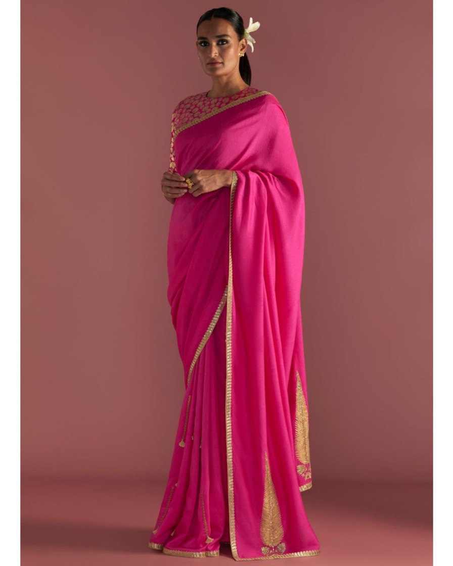 Womens House of Masaba | Magenta 'Paan-Patti' Sari