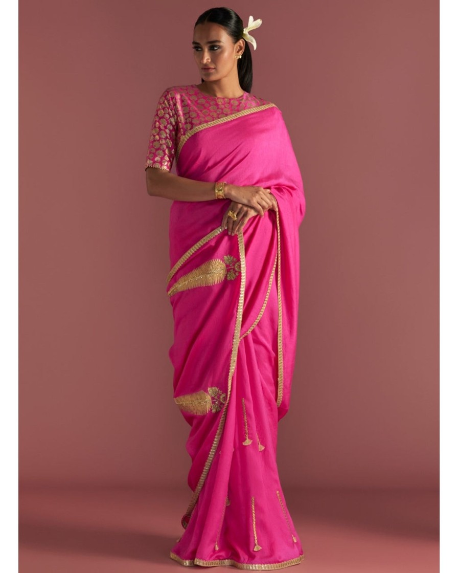 Womens House of Masaba | Magenta 'Paan-Patti' Sari