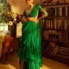 Womens Paulmi u0026 Harsh | Emerald Green Sari Set With Belt