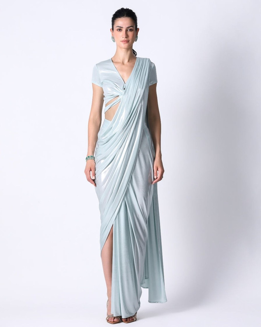 Womens 431-88 | Liquid Top With Waterfall Sari