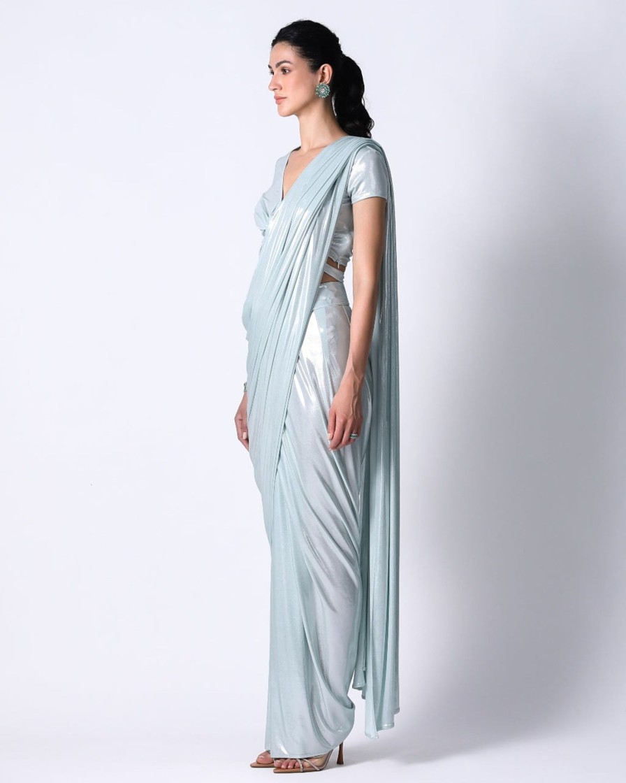 Womens 431-88 | Liquid Top With Waterfall Sari