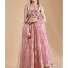 Womens Payal Singhal | Rose Pink Embroidered Bustier With Lehenga Set