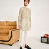 Mens Project Bandi | Cream And Jade Gul Malai Cotton Kurta Pajama Set