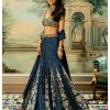 Womens Paulmi u0026 Harsh | Blue Self Woven Kali Embroidered Lehenga Set