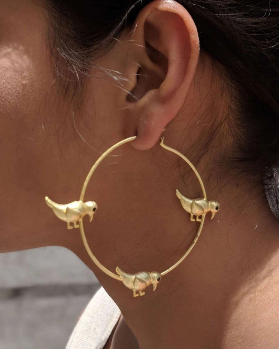 Womens KYNAH x Dhora India | Tri-Keet Hoop Earrings