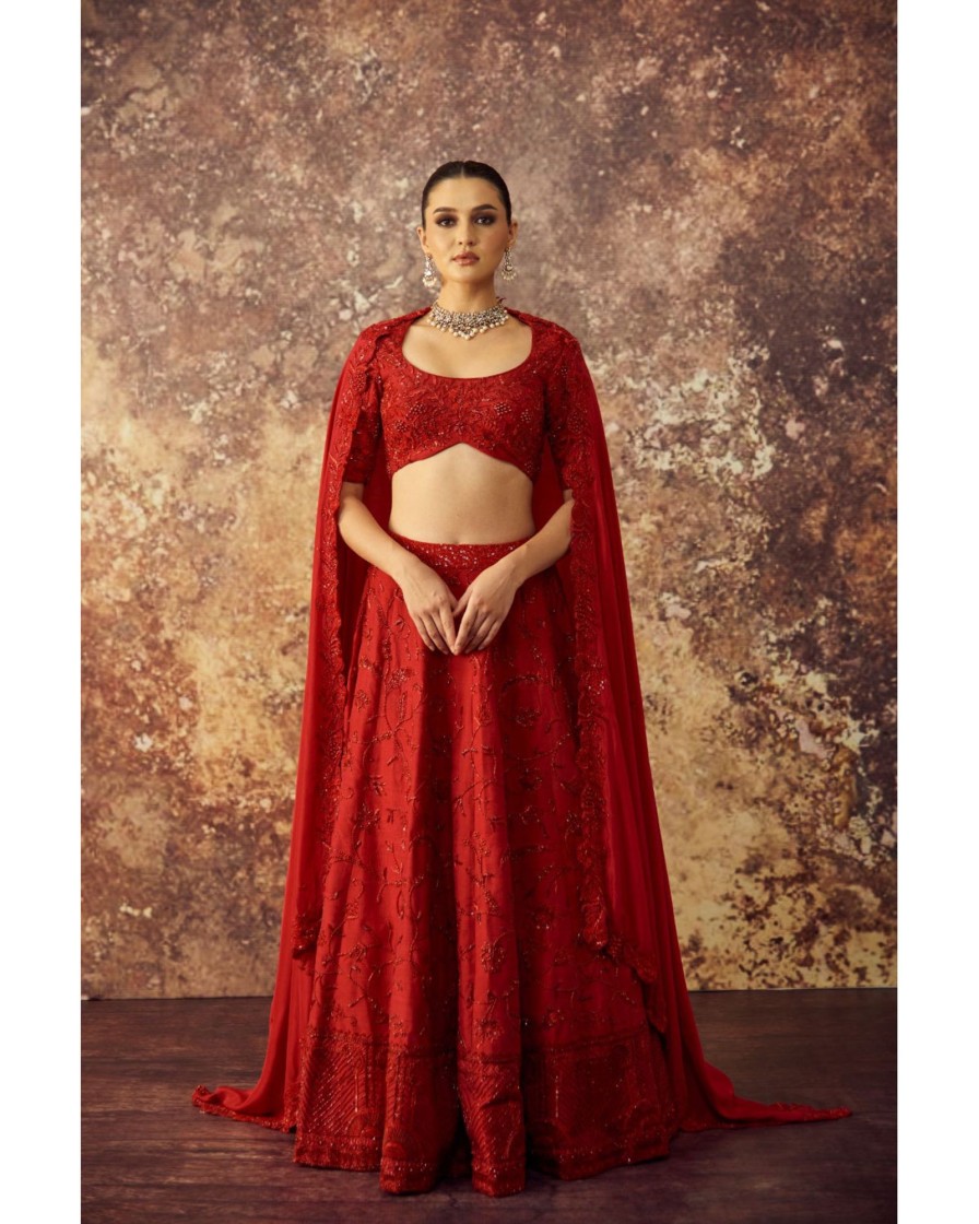 Bridal Geethika Kanumilli | Crimson Jaal Embroidered Lehenga Set