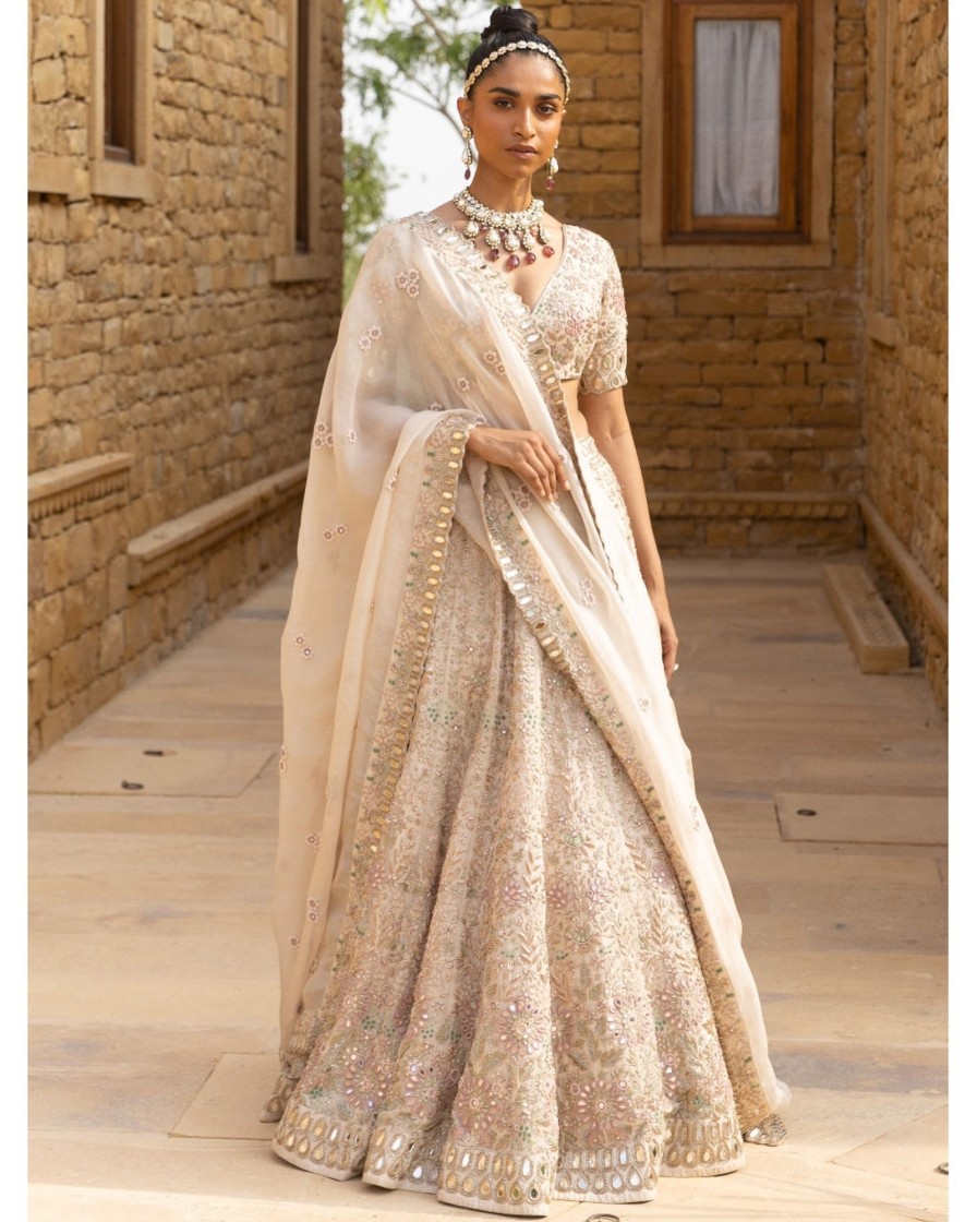 Bridal Arpita Mehta | Coconut U0026 Gold Lehenga Set