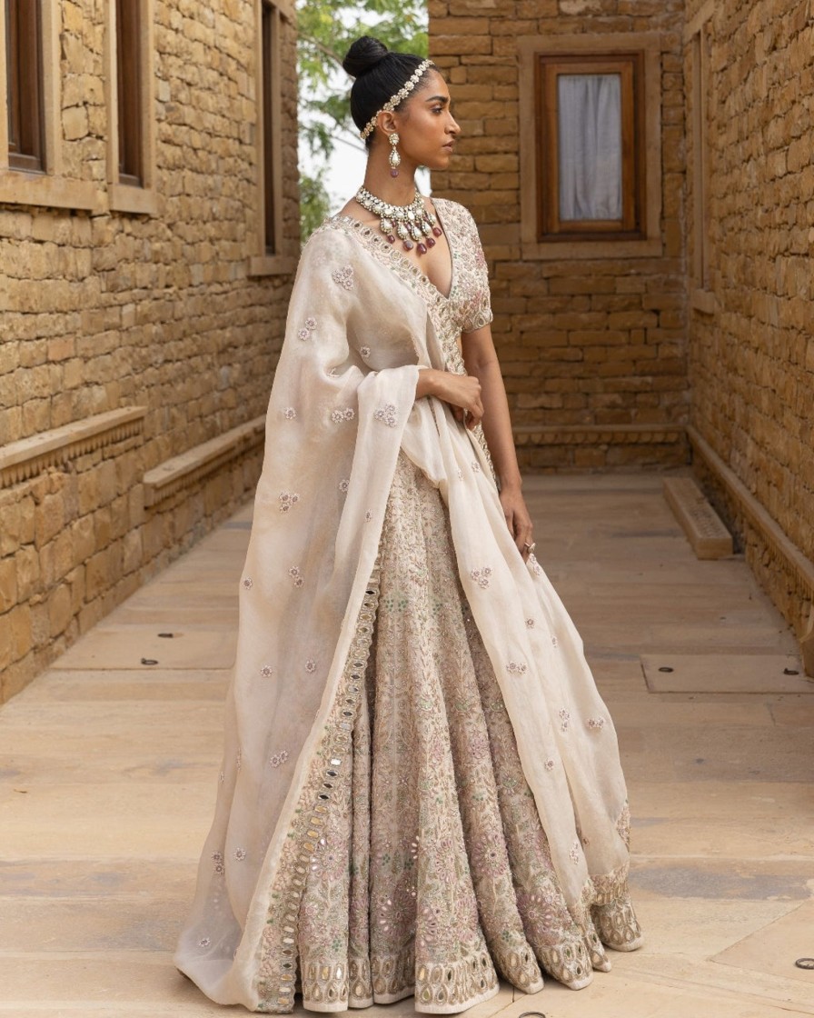 Bridal Arpita Mehta | Coconut U0026 Gold Lehenga Set