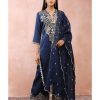 Womens Payal Singhal | Navy Bagh Embroidered Kurta With Pant And Dupatta