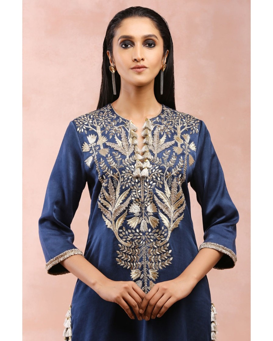 Womens Payal Singhal | Navy Bagh Embroidered Kurta With Pant And Dupatta