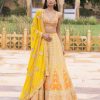 Bridal Arpita Mehta | Yellow Colourful Mirror Embroidered Lehenga Set