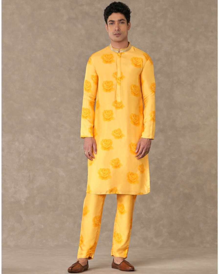 Mens House of Masaba Mens | Yellow Gulaab Kurta Set