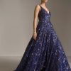 Womens Seema Gujral | Navy Blue Sequin Gown