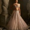 Bridal Seema Gujral | Powder Peach Sequin Lehenga Set