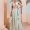 Womens Esha Sethi Thirani | Mint Green Waves Lehenga Set