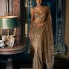 Womens Seema Gujral | Antique Gold Sequin Sari Set