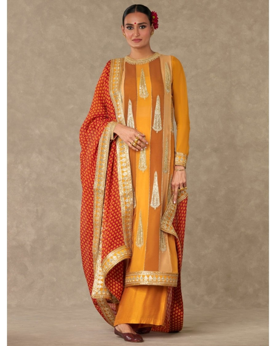 Womens House of Masaba | Yellow Sorbet Son-Patti Kurta Set