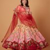 Womens Siddhartha Bansal | Peach-Pink Ombre Embroidered Lehenga Set