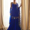 Womens Vvani by Vani Vats | Royal Blue Georgette Sharara Set