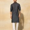 Mens Diya Rajvvir Mens | Gray Triangle Embroidered Kurta Set