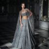 Bridal Seema Gujral | Dark Grey Sequin Lehenga Set