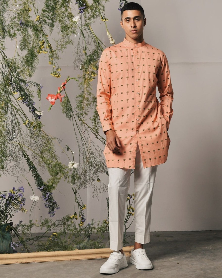 Mens Project Bandi | Peach Piccolo Kurta U0026 Pajama