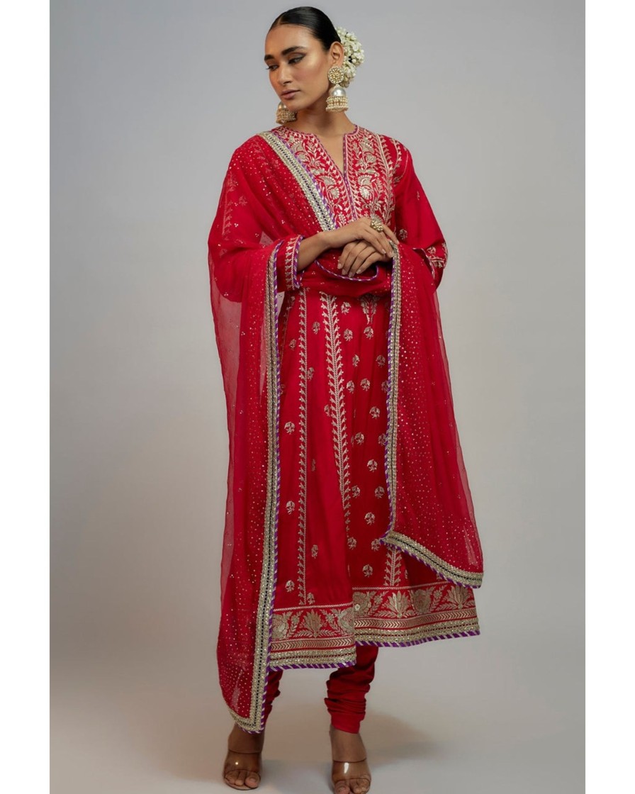 Womens Gopi Vaid | Golconda Aarohi Red Ag Set