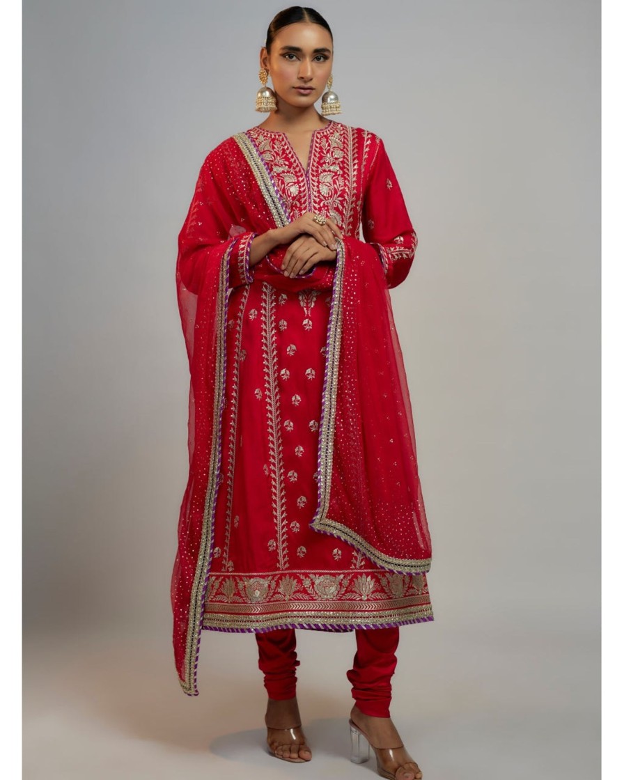 Womens Gopi Vaid | Golconda Aarohi Red Ag Set